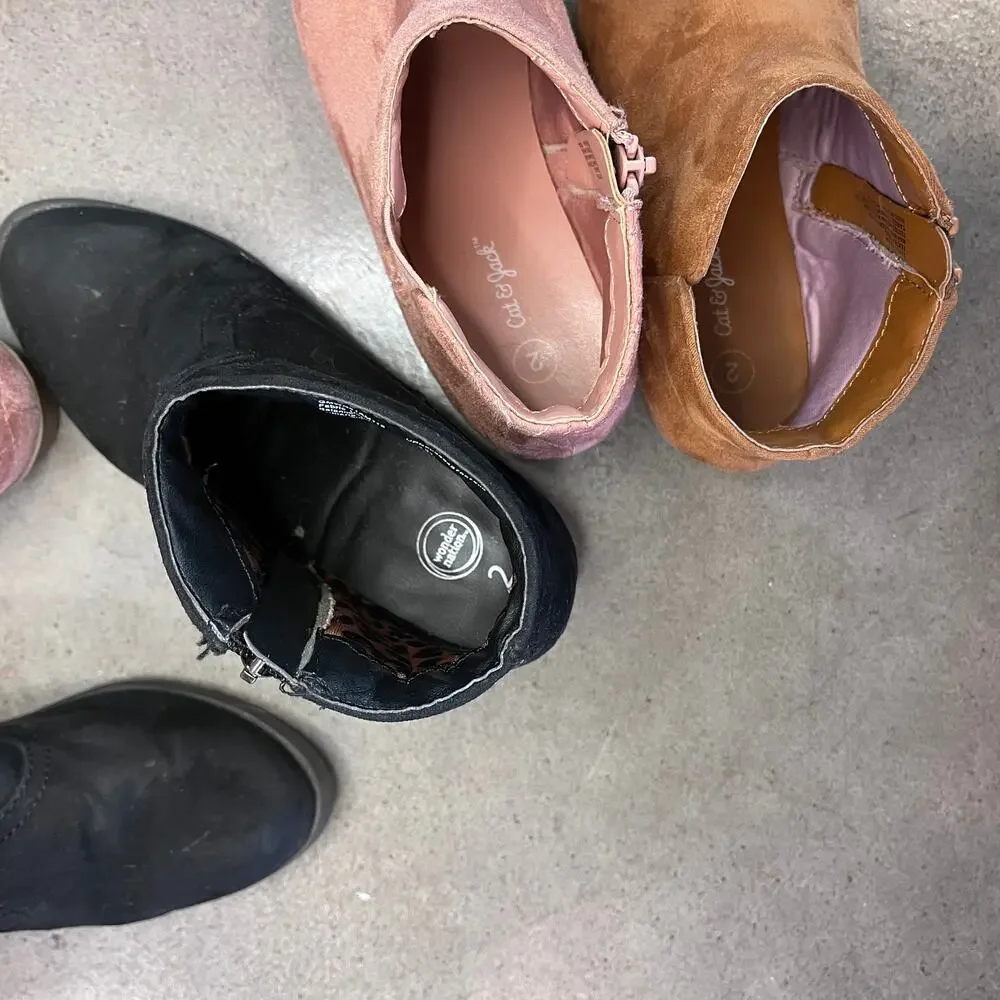Cat & Jack brown pink Wonder Nation black suede boots bundle girls size 2